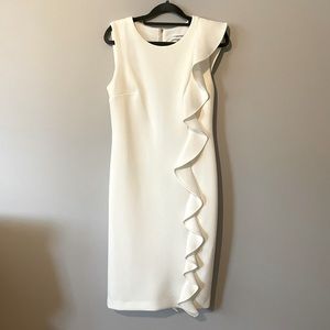 NWT Calvin Klein Women's Sleeveless Sheath with Side Ruffle Dress